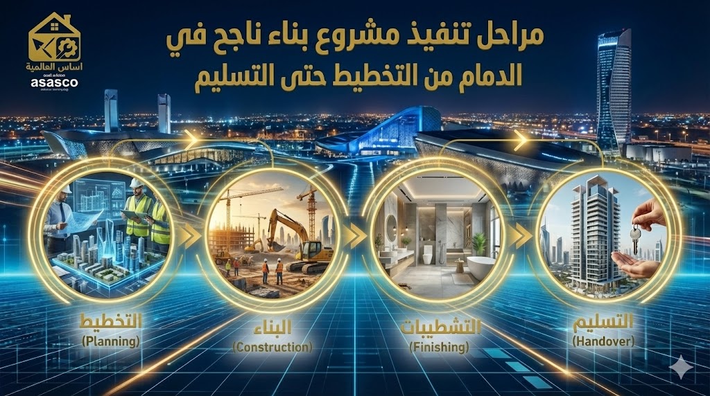 مراحل تنفيذ مشروع بناء ناجح في الدمام من التخطيط حتى التسليم