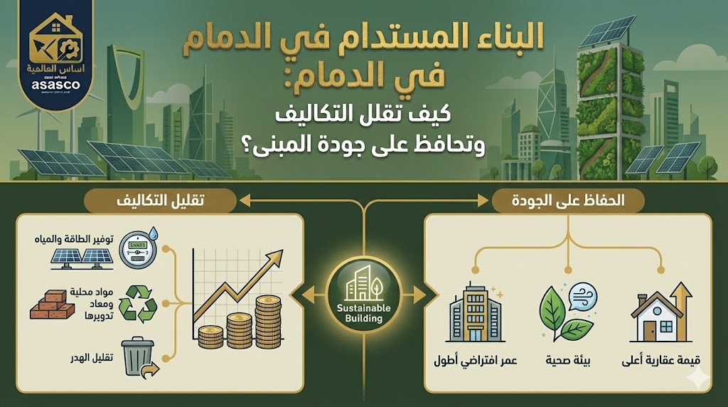 البناء المستدام في الدمام: كيف تقلل التكاليف وتحافظ على جودة المبنى؟
